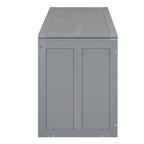 Grey Queen Murphy Bed with Rotating Desk and Shelves - Pine Wood and MDF Space-Saving Design