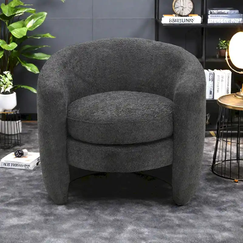 Boucle Accent Chair - Curved Back - Fully Assembled