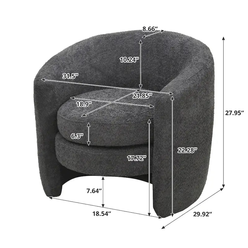 Boucle Accent Chair - Curved Back - Fully Assembled