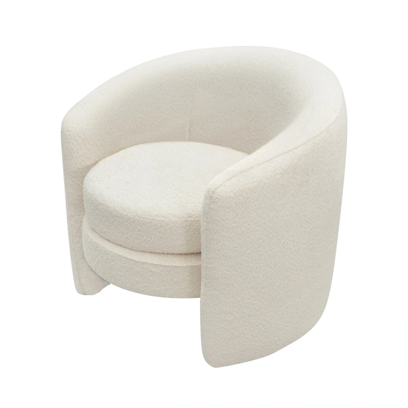 Boucle Accent Chair - Curved Back - Fully Assembled