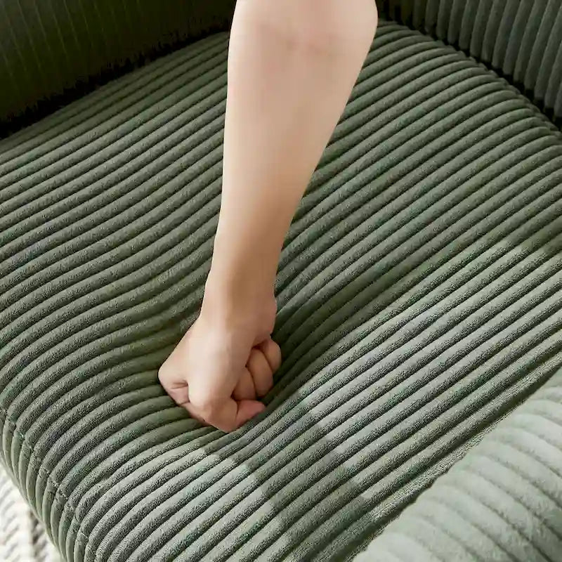 Corduroy 360° Swivel Armchair with Ottoman - Single Seat