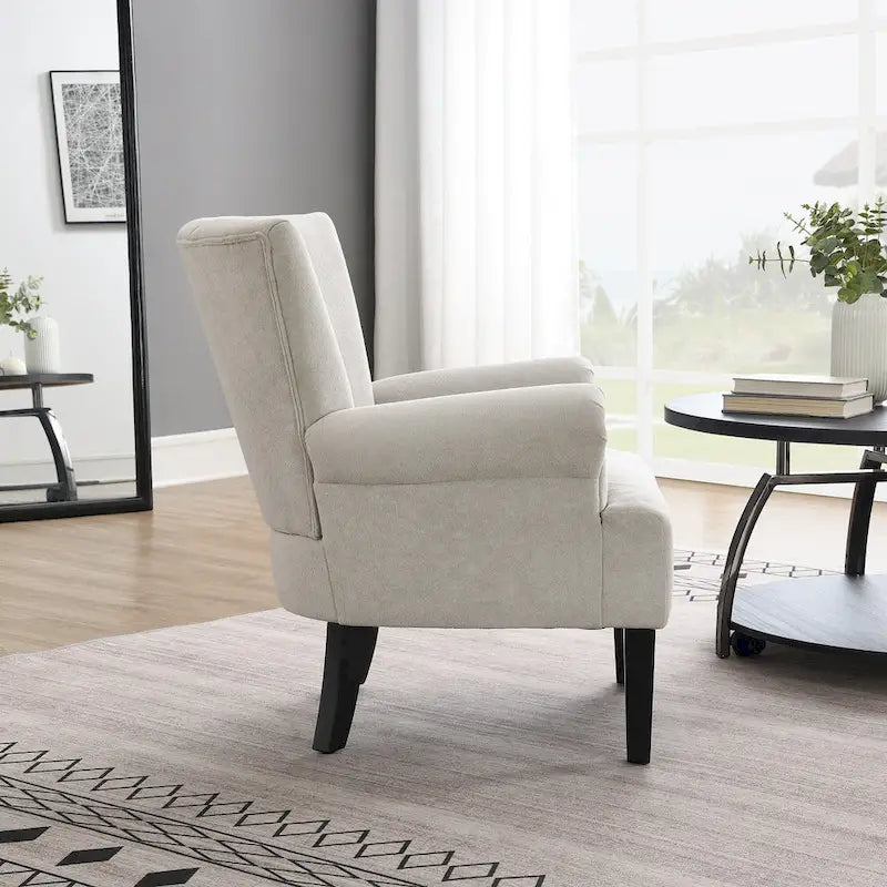 Grey Modern 29 Upholstered Arm Chair with High-Density Foam and Channel Back