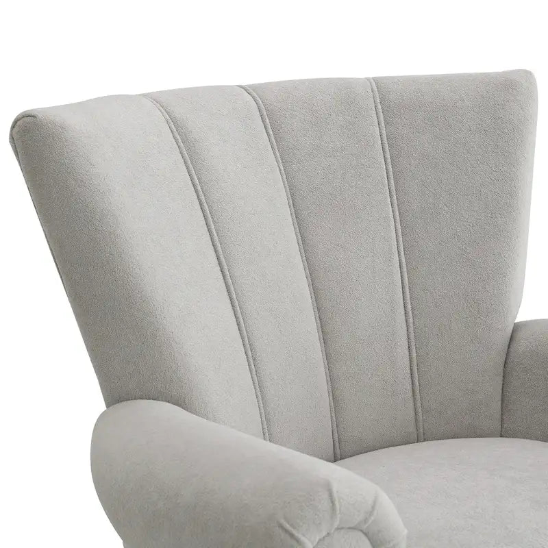 Grey Modern 29 Upholstered Arm Chair with High-Density Foam and Channel Back