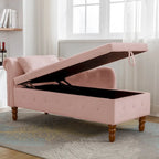 Pink 58.26 Velvet Button Tufted Chaise Lounge Chair