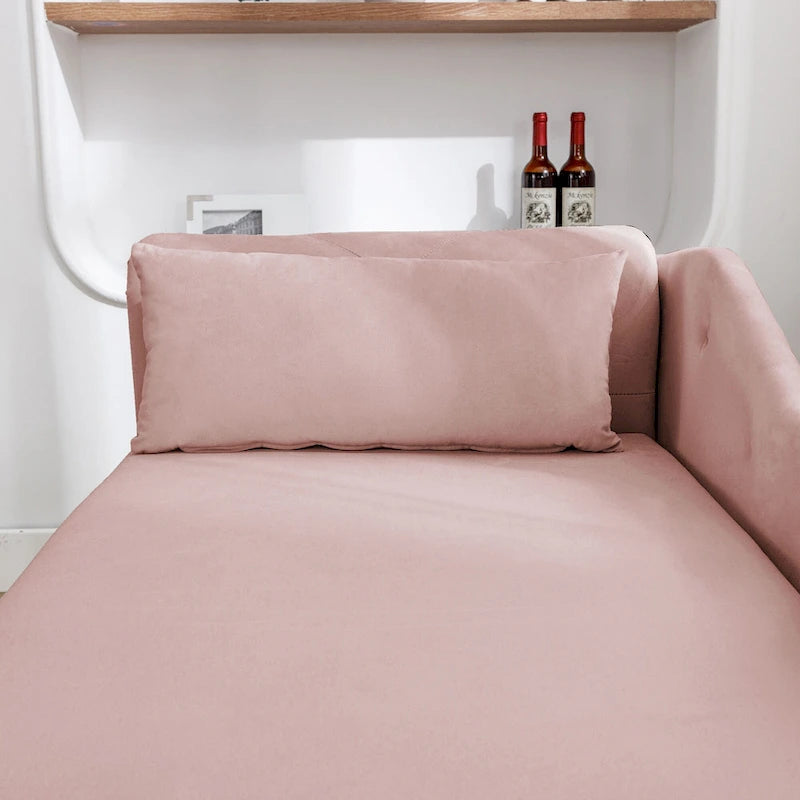 Pink 58.26 Velvet Button Tufted Chaise Lounge Chair