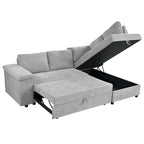 91.5 L-Shaped 4-Seat Sleeper Sofa with Pull-Out Bed and Storage