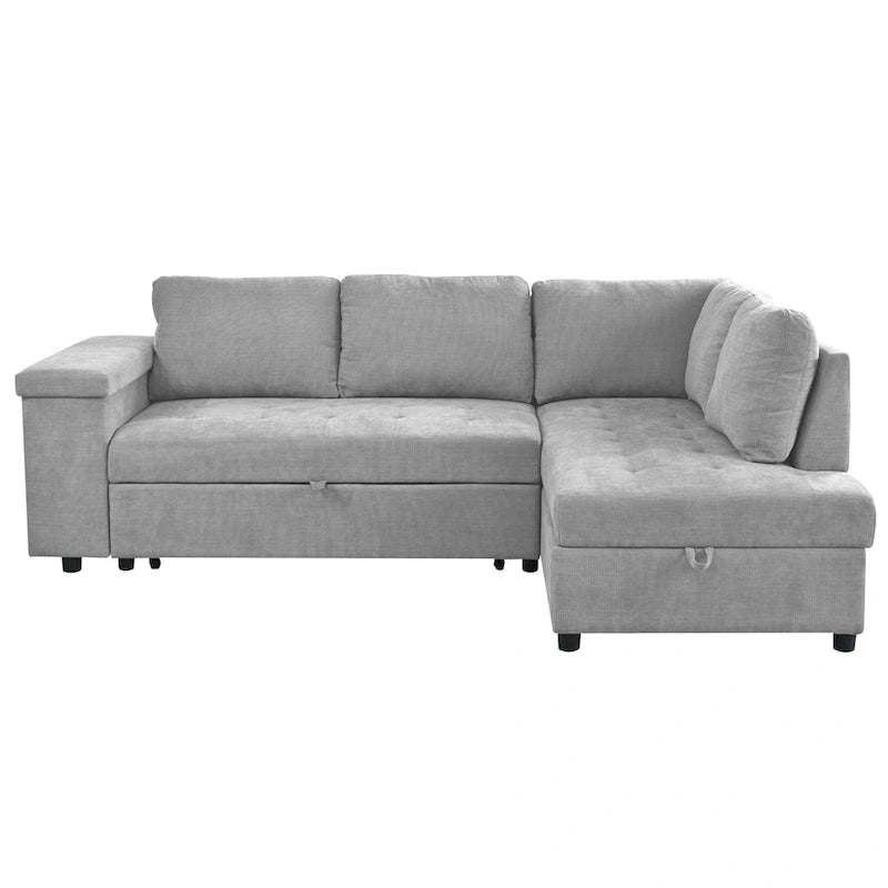91.5 L-Shaped 4-Seat Sleeper Sofa with Pull-Out Bed and Storage