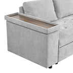 91.5 L-Shaped 4-Seat Sleeper Sofa with Pull-Out Bed and Storage