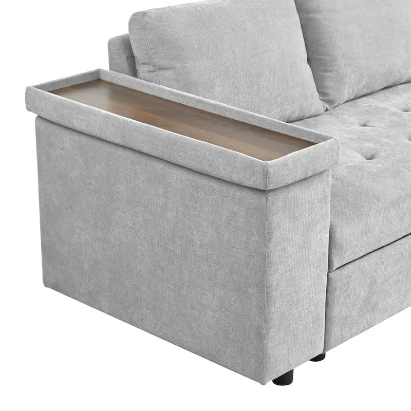 91.5 L-Shaped 4-Seat Sleeper Sofa with Pull-Out Bed and Storage