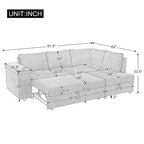 91.5 L-Shaped 4-Seat Sleeper Sofa with Pull-Out Bed and Storage