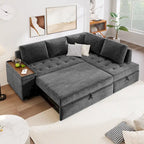 91.5 L-Shaped 4-Seat Sleeper Sofa with Pull-Out Bed and Storage