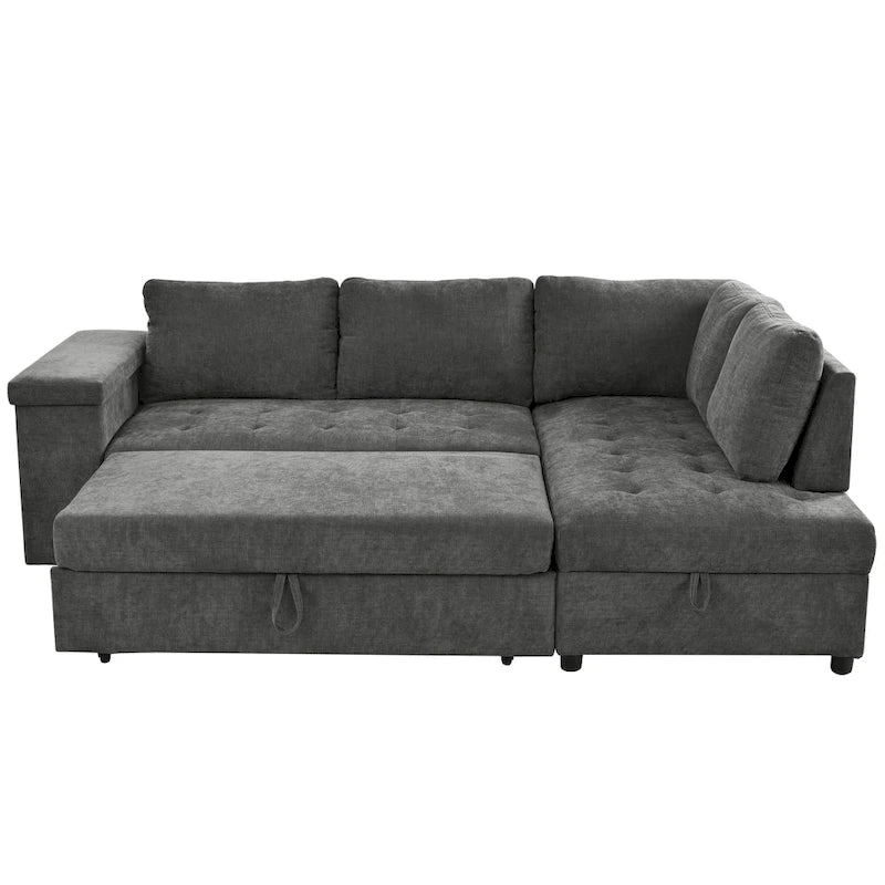91.5 L-Shaped 4-Seat Sleeper Sofa with Pull-Out Bed and Storage