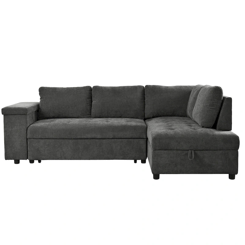 91.5 L-Shaped 4-Seat Sleeper Sofa with Pull-Out Bed and Storage