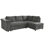 91.5 L-Shaped 4-Seat Sleeper Sofa with Pull-Out Bed and Storage