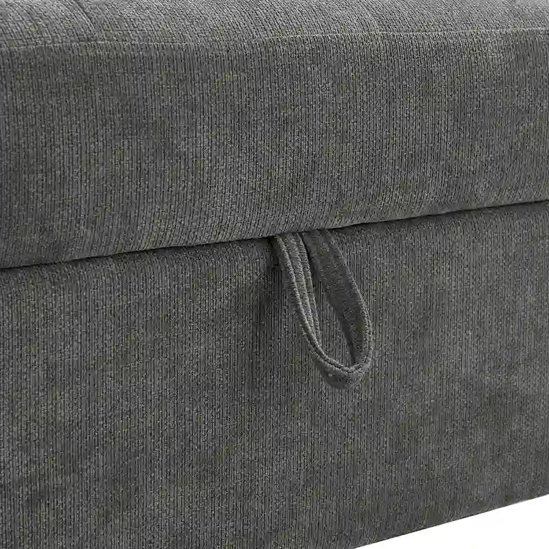 91.5 L-Shaped 4-Seat Sleeper Sofa with Pull-Out Bed and Storage