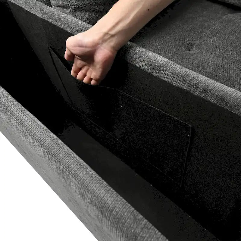 91.5 L-Shaped 4-Seat Sleeper Sofa with Pull-Out Bed and Storage