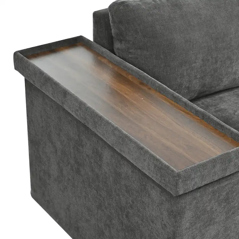 91.5 L-Shaped 4-Seat Sleeper Sofa with Pull-Out Bed and Storage