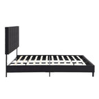 King Size Upholstered Bed with Linen Fabric Headboard