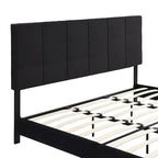 King Size Upholstered Bed with Linen Fabric Headboard
