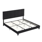 King Size Upholstered Bed with Linen Fabric Headboard