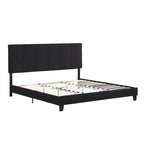 King Size Upholstered Bed with Linen Fabric Headboard