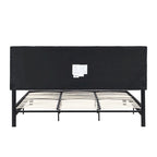 King Size Upholstered Bed with Linen Fabric Headboard
