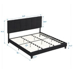 King Size Upholstered Bed with Linen Fabric Headboard
