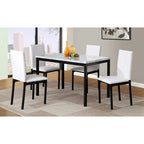 5-Piece Dining Table Set with Rectangular Faux Marble Top and 4 Faux Leather Upholstered Chairs