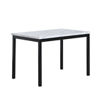 5-Piece Dining Table Set with Rectangular Faux Marble Top and 4 Faux Leather Upholstered Chairs