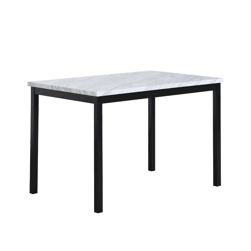 5-Piece Dining Table Set with Rectangular Faux Marble Top and 4 Faux Leather Upholstered Chairs