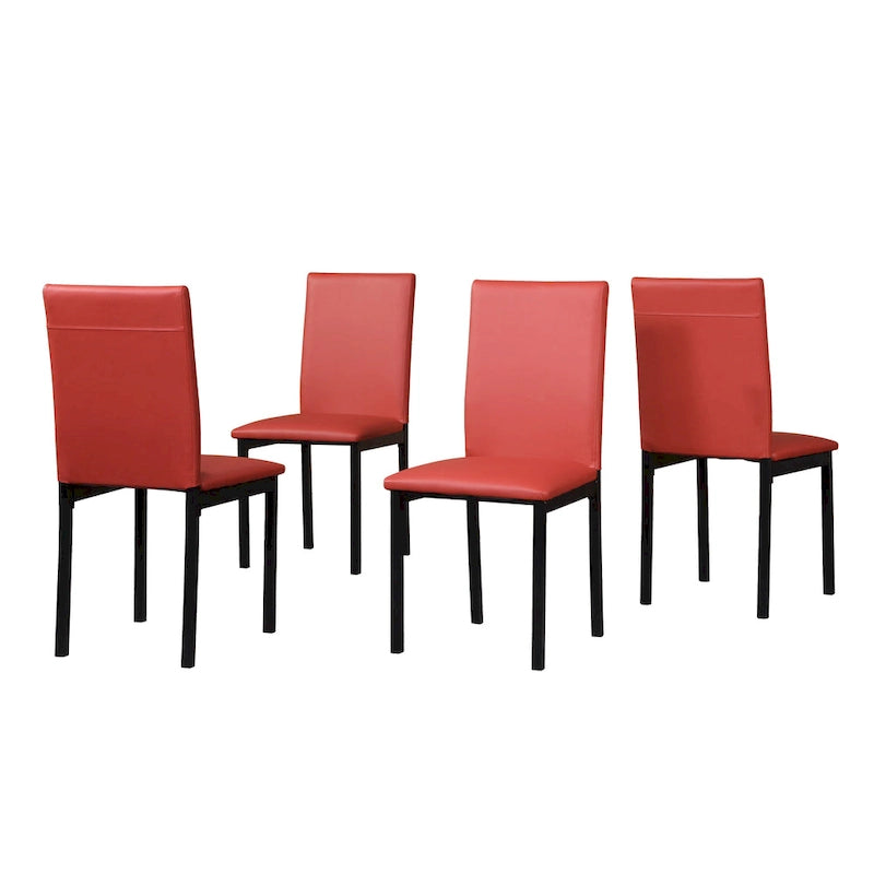 5-Piece Dining Table Set with Rectangular Faux Marble Top and 4 Faux Leather Upholstered Chairs