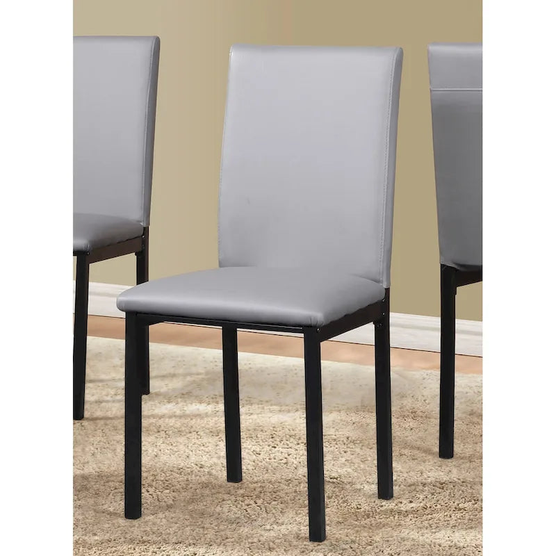 5-Piece Dining Table Set with Rectangular Faux Marble Top and 4 Faux Leather Upholstered Chairs