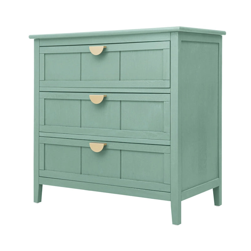 American Style 3-Drawer Vertical Chest Cabinet with Golden Handle for bedroom, living room