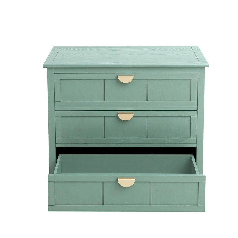 American Style 3-Drawer Vertical Chest Cabinet with Golden Handle for bedroom, living room