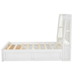 Full Size Wooden Platform Bed with Upholstered Headboard and 2 Drawers
