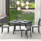 5-Piece Wooden Dining Table Set with Round Extendable Table & 4 Chairs