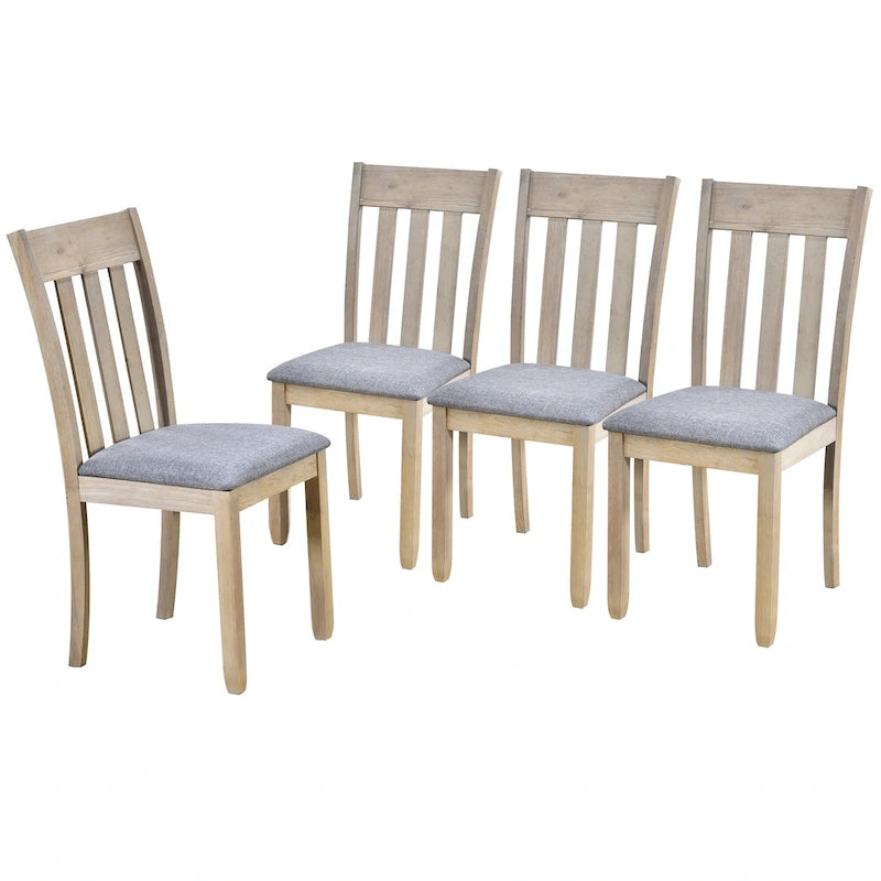 5-Piece Wooden Dining Table Set with Round Extendable Table & 4 Chairs