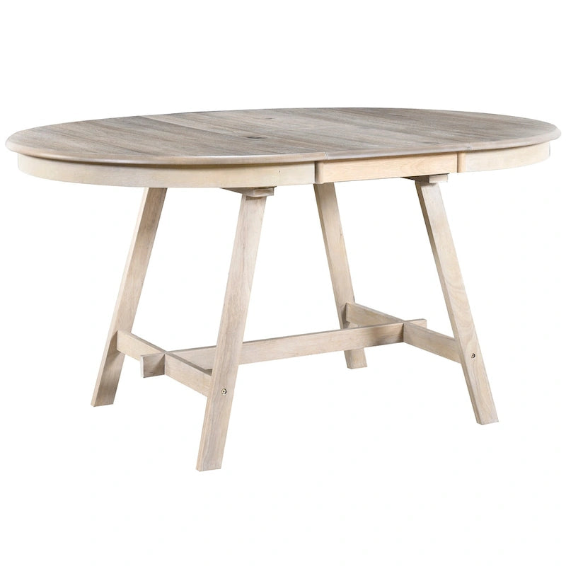5-Piece Wooden Dining Table Set with Round Extendable Table & 4 Chairs