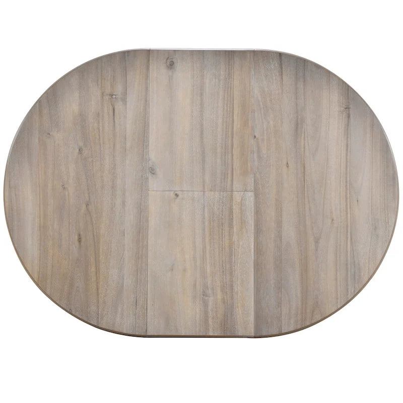 5-Piece Wooden Dining Table Set with Round Extendable Table & 4 Chairs