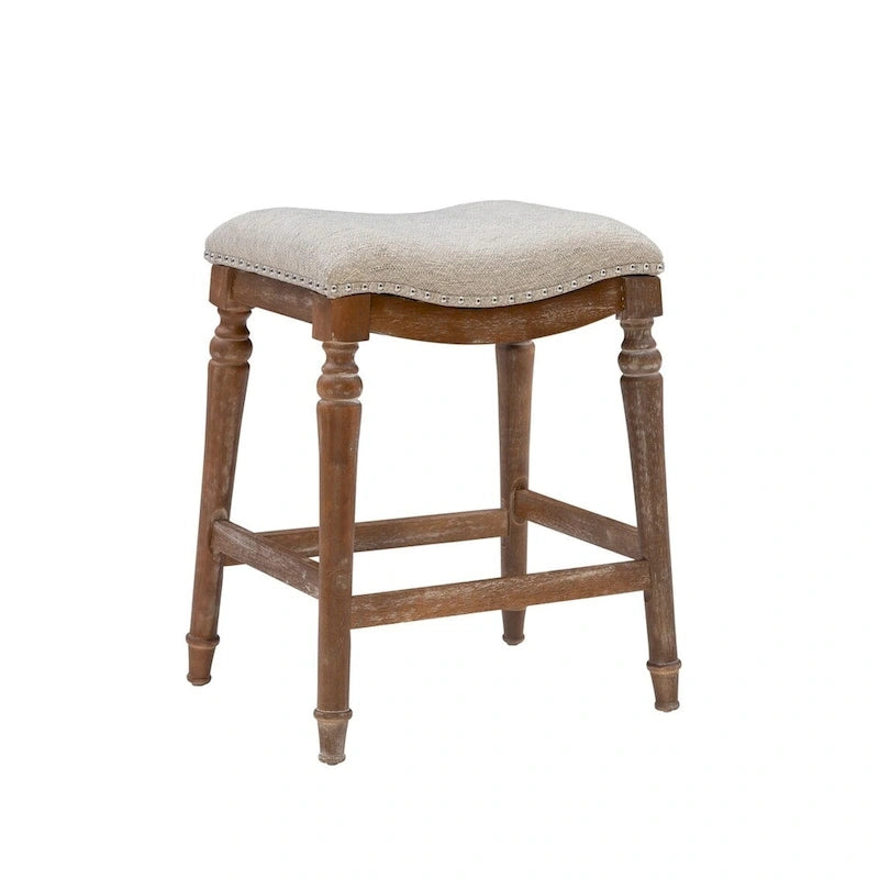 Greige Saddle Seat Counter Stool - Backless - 400lb Capacity