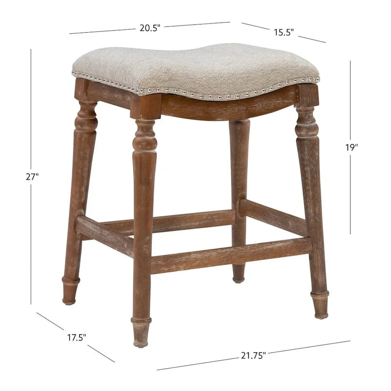 Greige Saddle Seat Counter Stool - Backless - 400lb Capacity