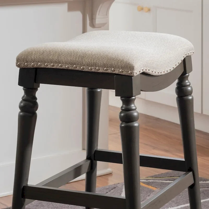 Greige Saddle Seat Counter Stool - Backless - 400lb Capacity