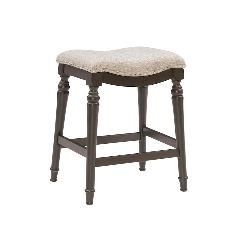 Greige Saddle Seat Counter Stool - Backless - 400lb Capacity