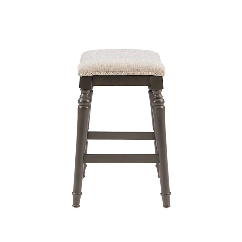 Greige Saddle Seat Counter Stool - Backless - 400lb Capacity