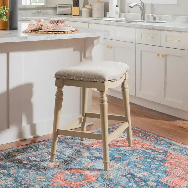 Greige Saddle Seat Counter Stool - Backless - 400lb Capacity