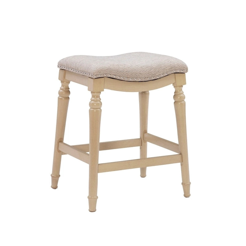 Greige Saddle Seat Counter Stool - Backless - 400lb Capacity