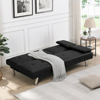 Sofa Bed with Armrest and Stainless Steel Legs - 31.70 x 66.10 x 28.30