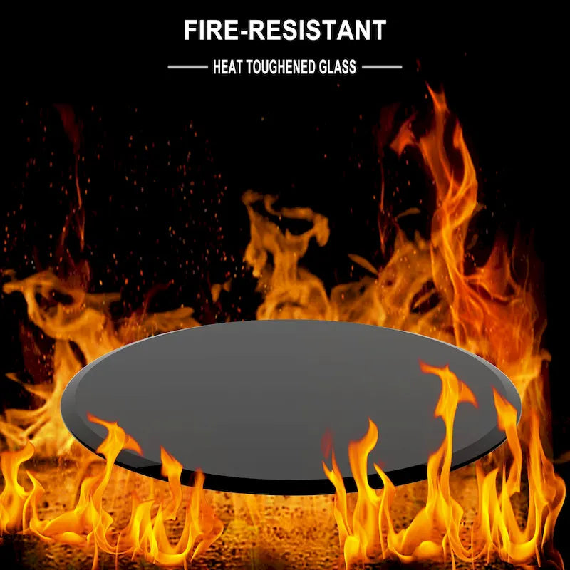 Inch Round Tempered Glass Table Top black Glass Inch Thick Beveled Polished Edge