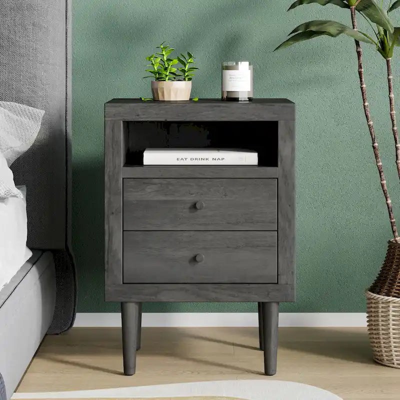 Nystrom Mid Century Modern 2 Drawer Nightstand by