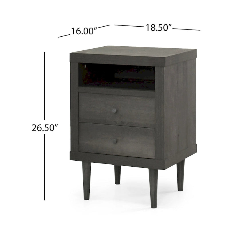 Nystrom Mid Century Modern 2 Drawer Nightstand by